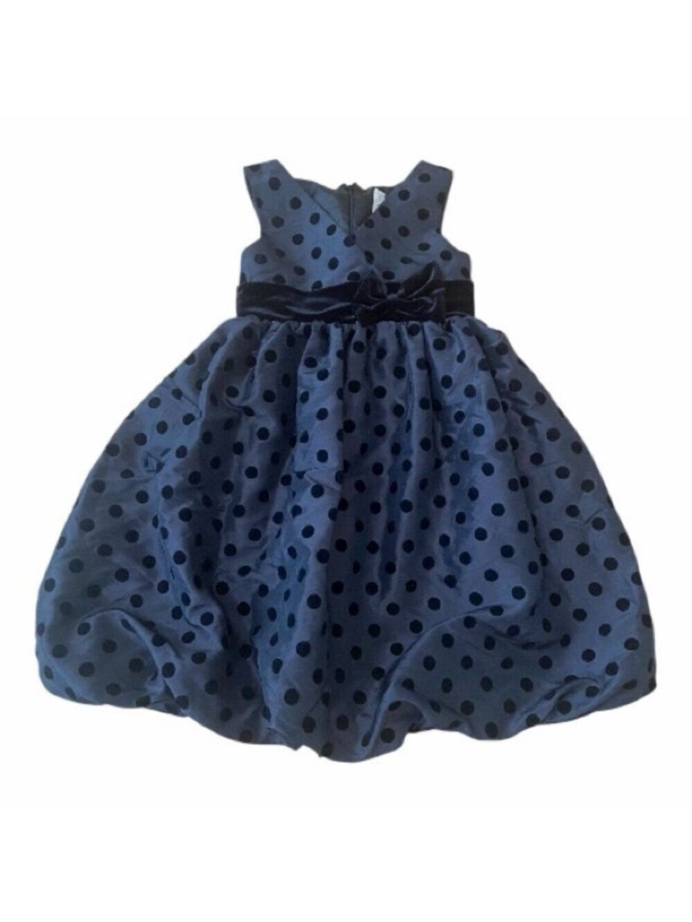 Cherokee Girls Black Polka Dot Velvet Dress Size 7